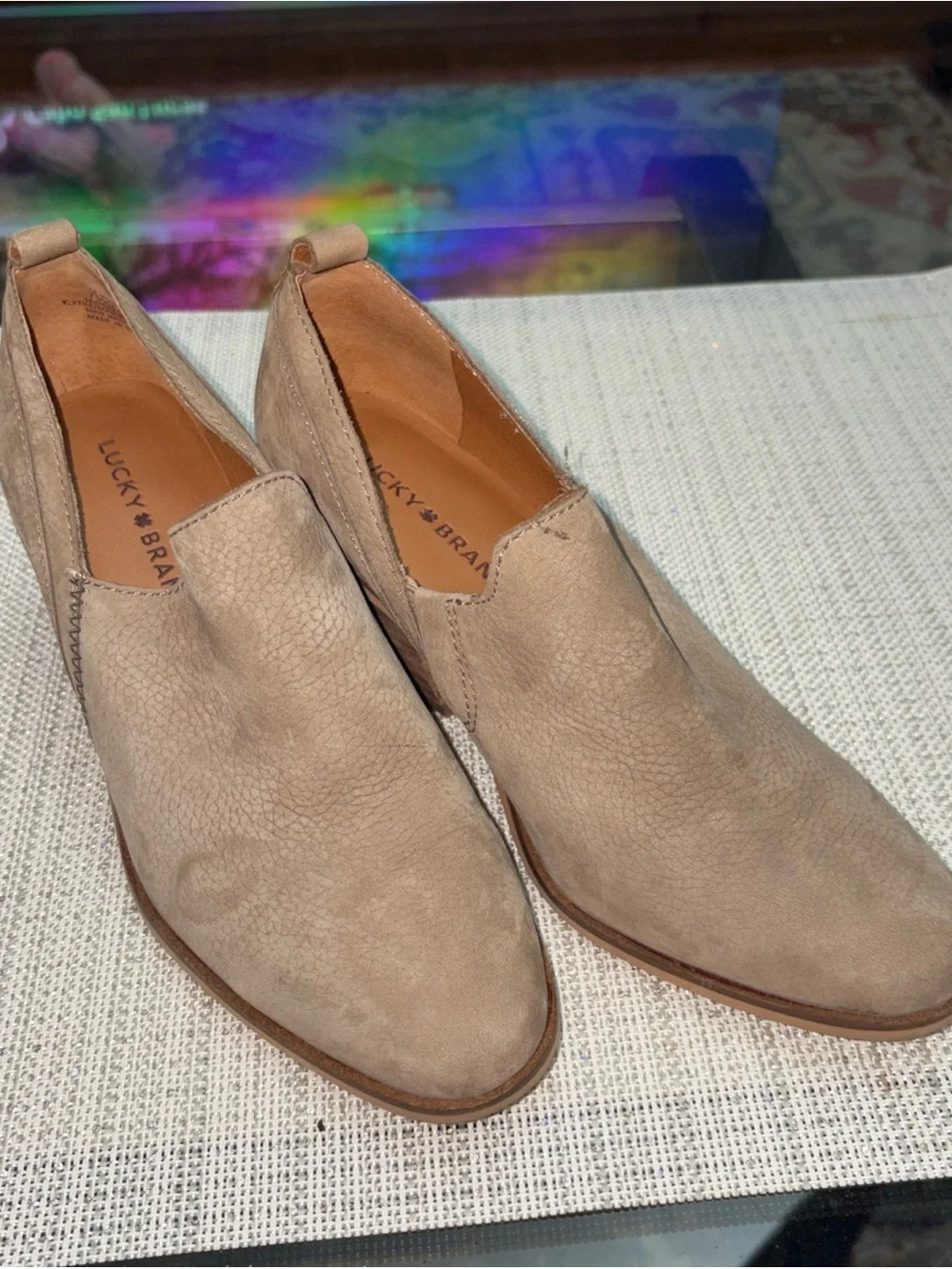 Lucky Brand women Taupe Suede Slip-On Loafers size 7.5